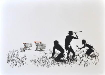 Banksy, Trolleys (Black, 2007 & White)